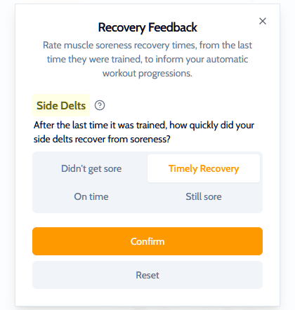 Image of recovery scoring modal